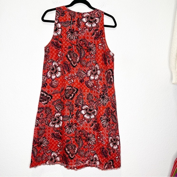 Garnet Hill 100% Linen Fringe-Hem A-Line Dress Orange 8 - Picture 5 of 9